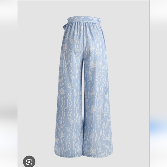 Cider Pants - NWT Cider Blue Wide-Leg Pants Ocean World Pattern Loose Large/XL